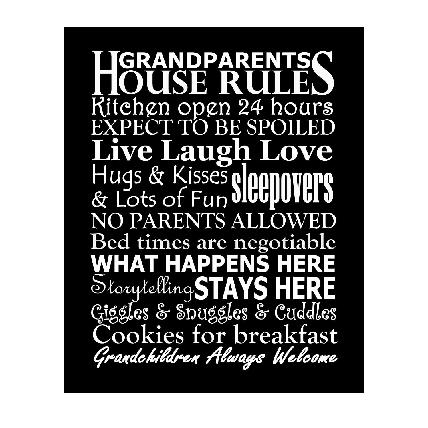 Grandma Love Message - Floral Inspirational Wall Decor, Family Motivational Wall Art Quotes Print, Ideal For Home Decor, Bedroom Decor, Kitchen Decor, or Living Room Decor For Wall, Unframed - 11x14