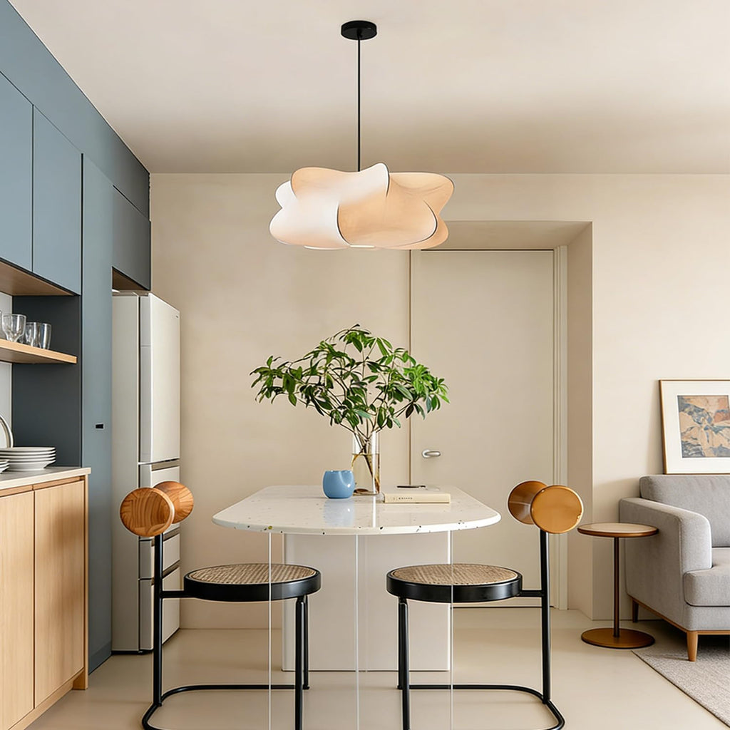 20 in Japanese-Style Fabric Pendant Light – White – image 2