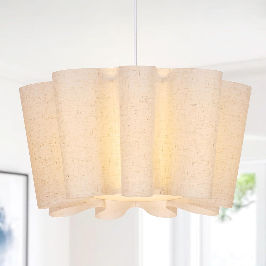 15.7 in Linen Petal Pendant Light – Beige – image 10