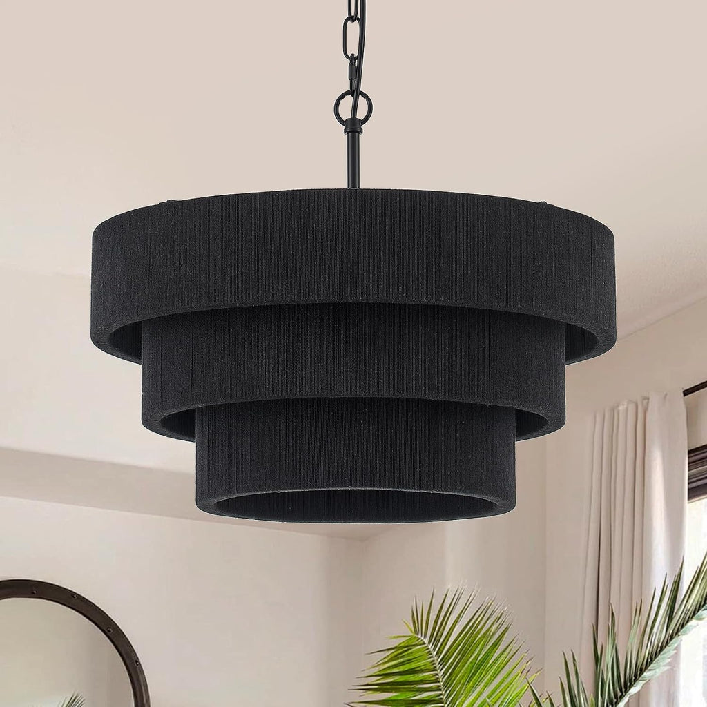 20 in Woven Rattan Boho Pendant Light – White – image 11