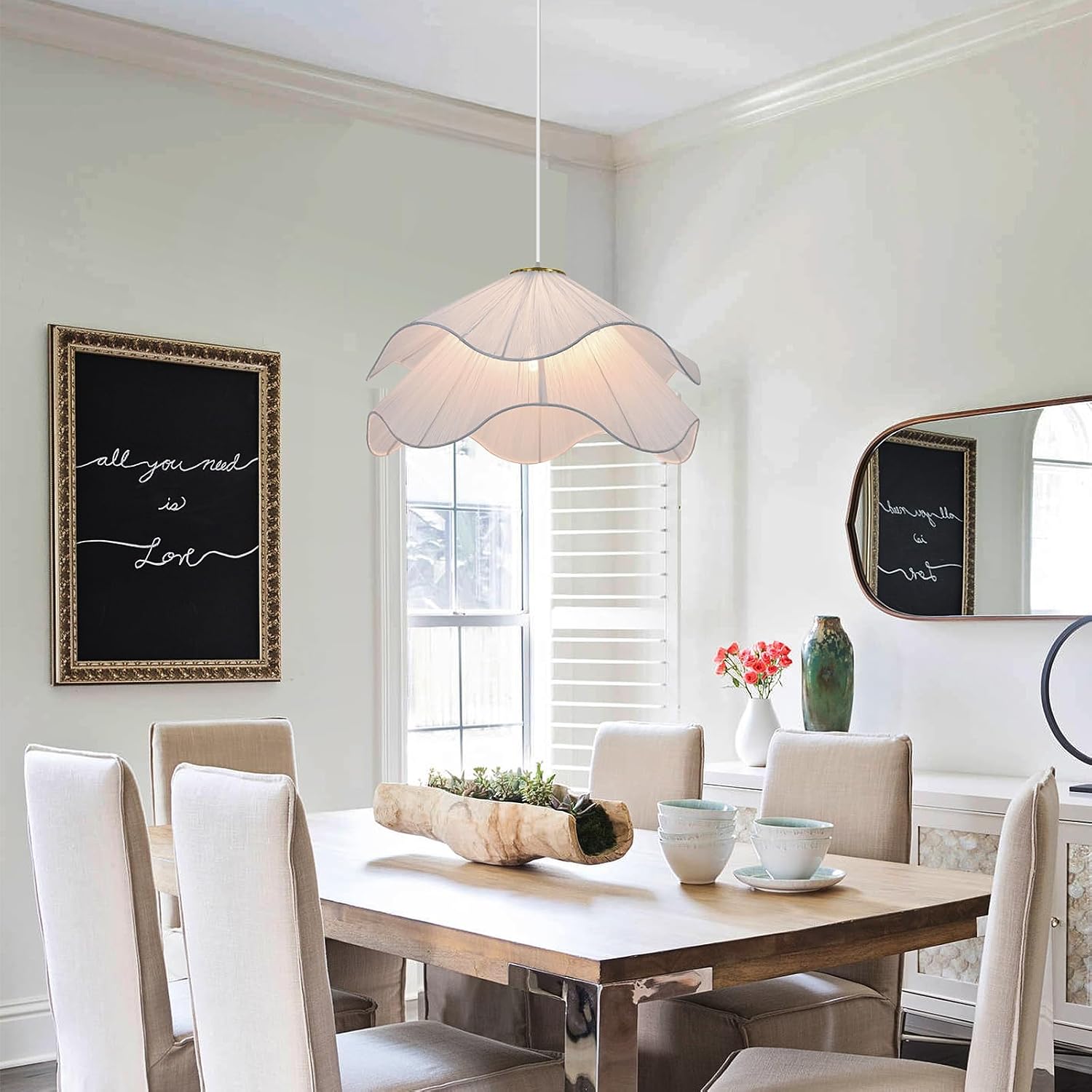 19.7 in Petal Fabric Pendant Light – White – image 8