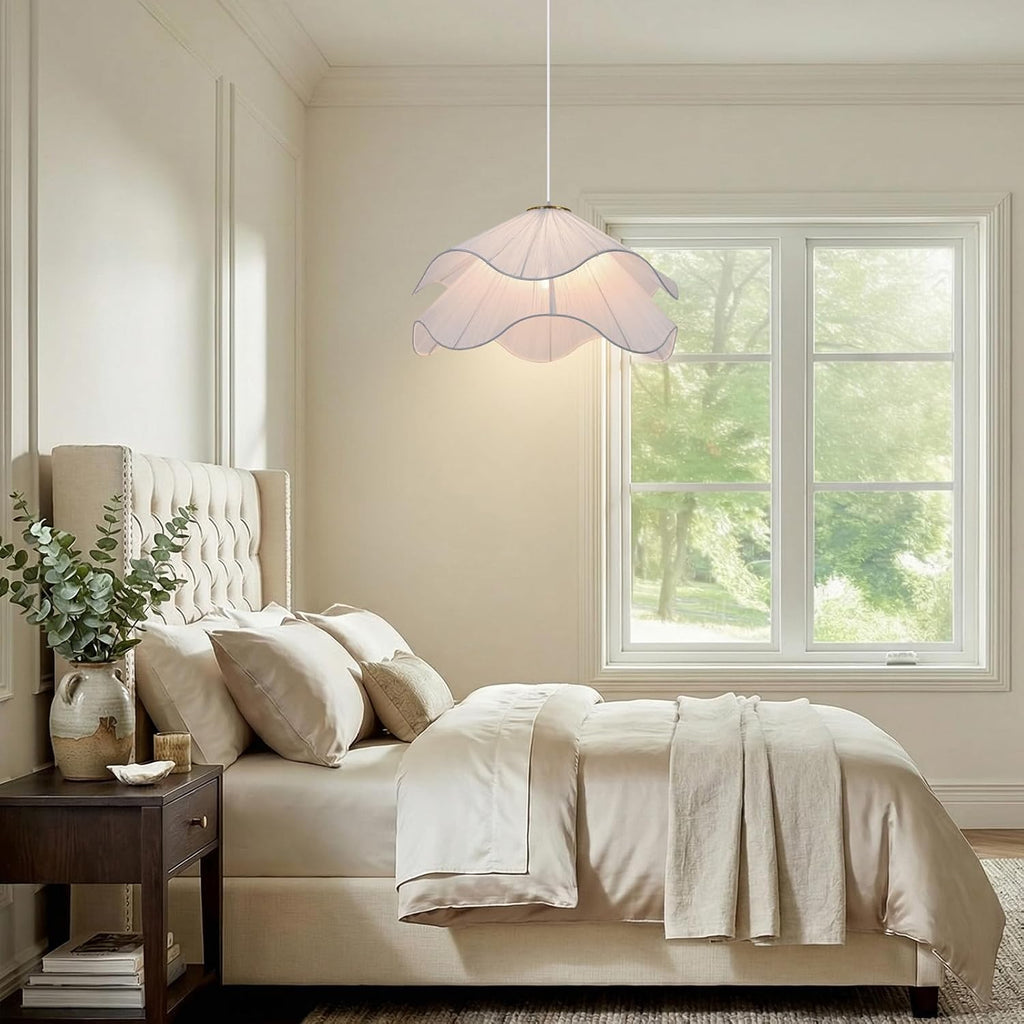 19.7 in Petal Fabric Pendant Light – White – image 6
