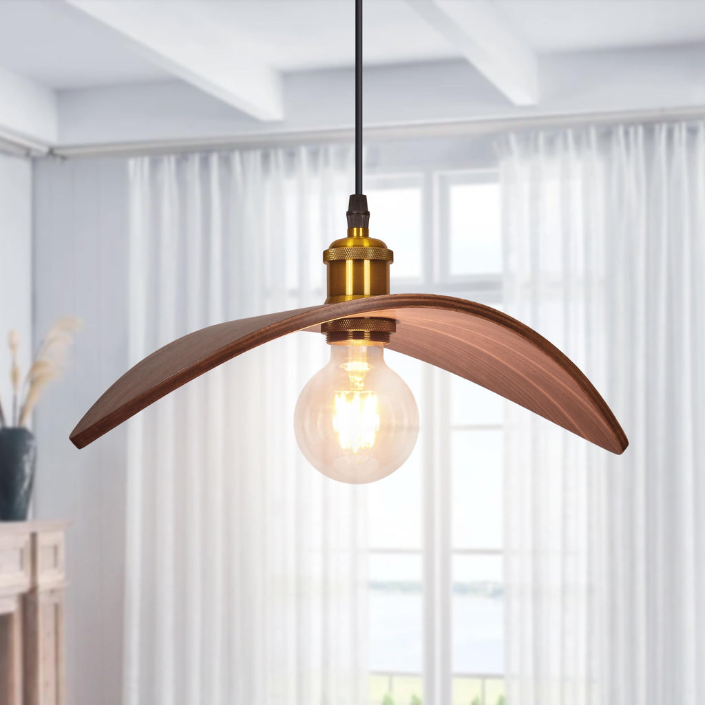 15.3 in Mid-Century Wood Pendant Light - TPPGpn