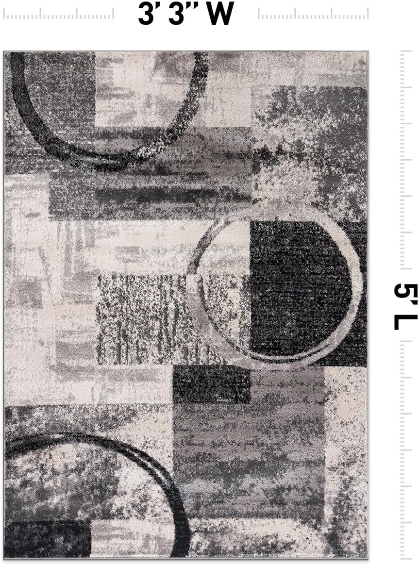 Rugshop Contemporary Abstract Circle Design Soft Area Rug 7'10" x 10'2" Gray