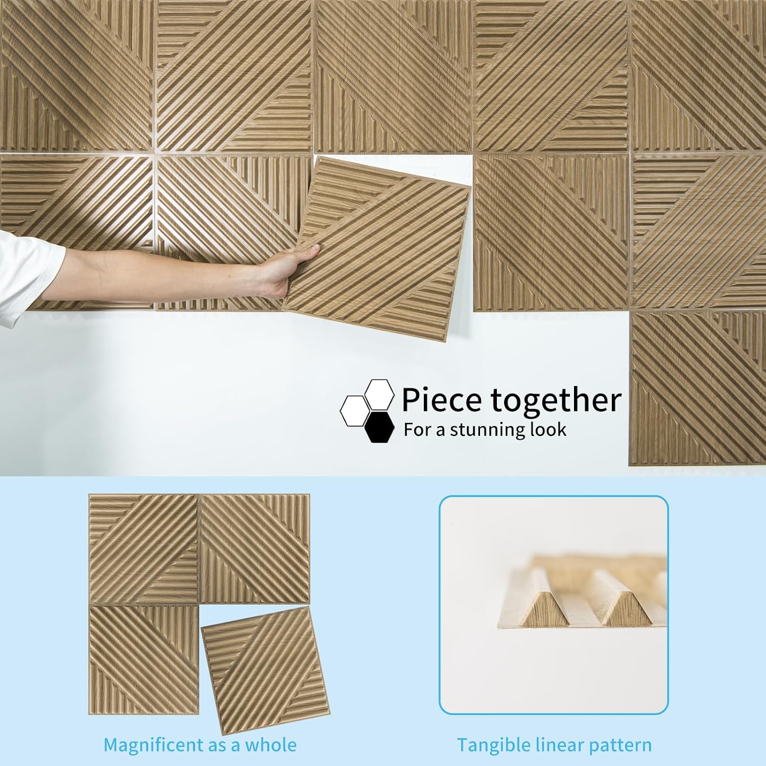 Art3d 33-Pack 3D Wall Panels for Interior Wall Decor, Textured Accent Wall Paneling for Living Room, Bedroom, TV Wall Background, 12"x12" Black
