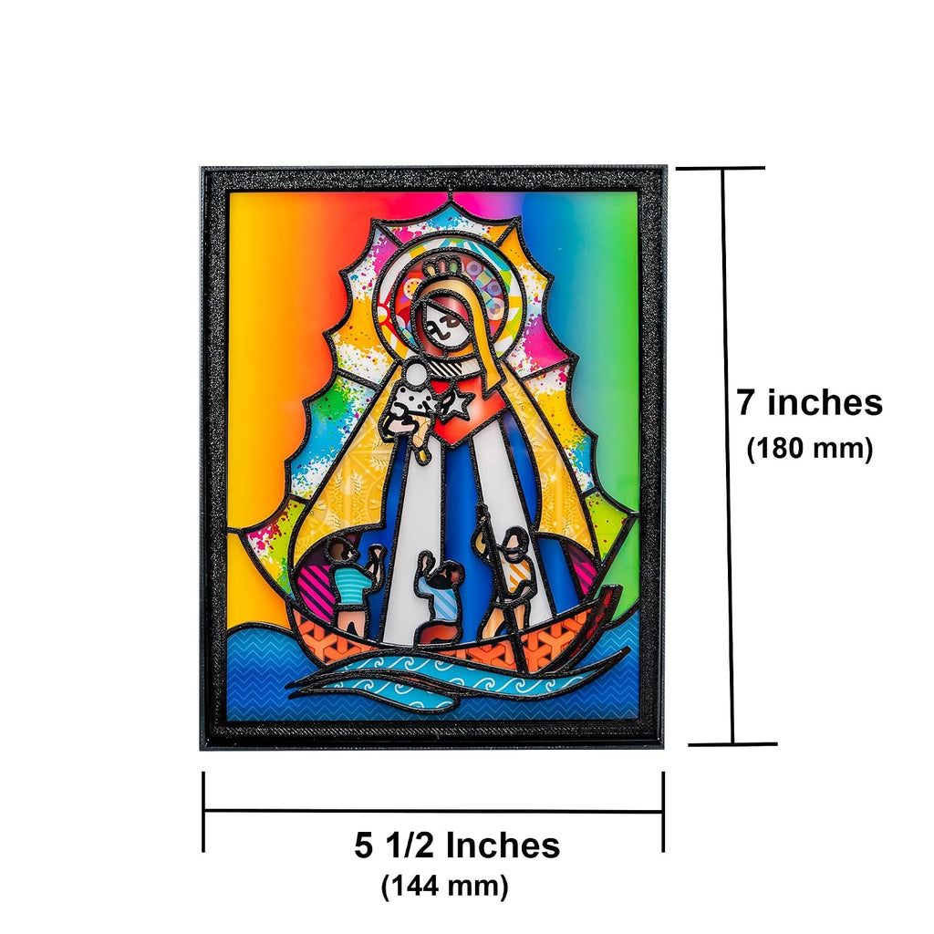 Imagen de la Virgen de la Caridad del Cobre con Marco.Framed 5x7 Artwork of Our Lady of Charity ready to decor your Living Room,Bedroom or Office.