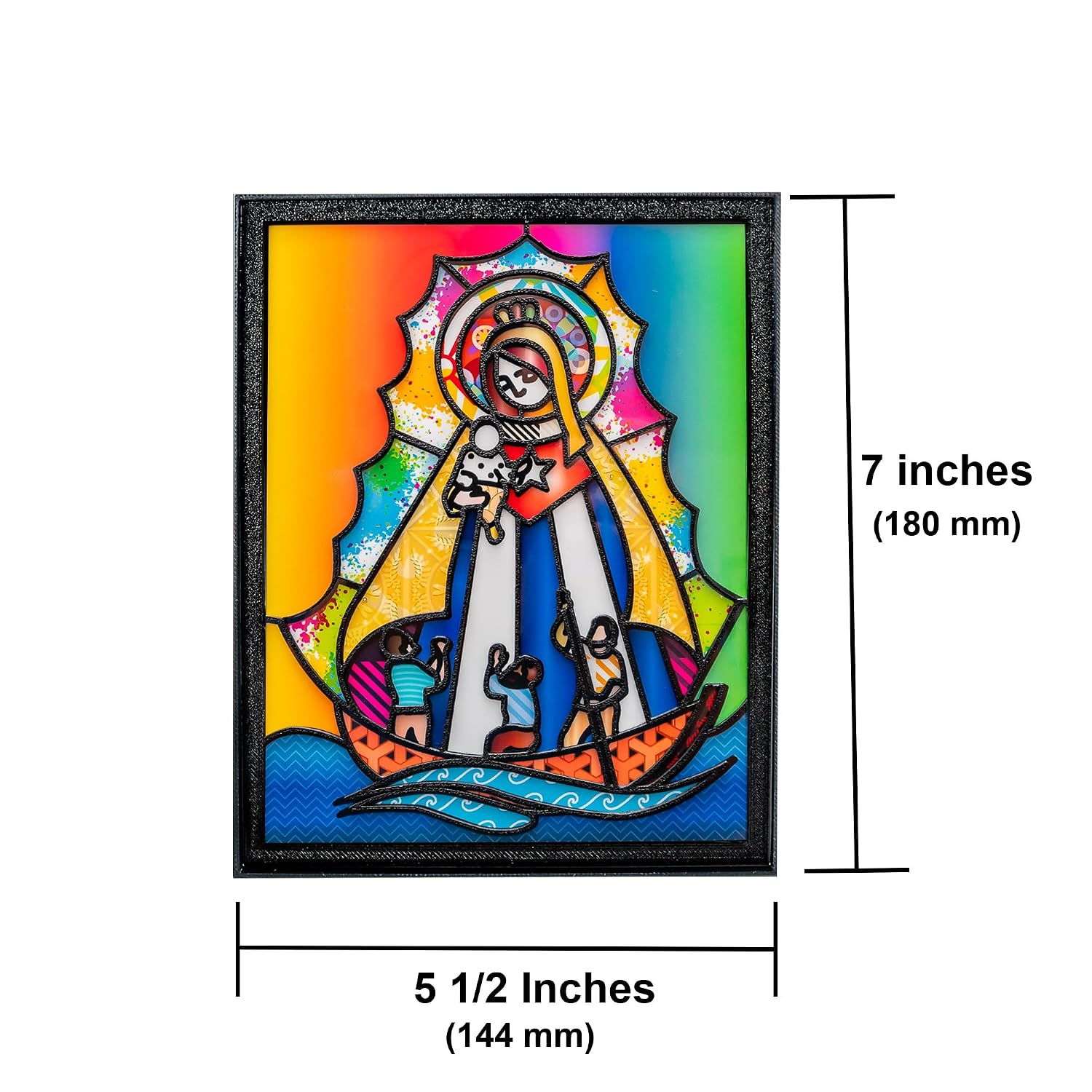 Imagen de la Virgen de la Caridad del Cobre con Marco.Framed 5x7 Artwork of Our Lady of Charity ready to decor your Living Room,Bedroom or Office.