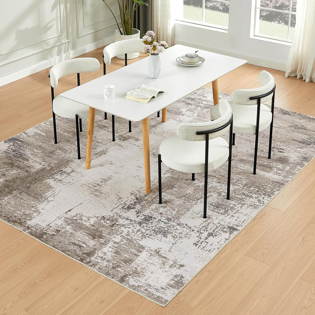 Machine Washable Rug 5'x7' Abstract Washable Area Rugs for Living Room Non Slip Rugs for Bedroom Modern Woven Rug Boho Rug Soft Carpet Kitchen Dining Rugs Home Decor Office Rug (Black)