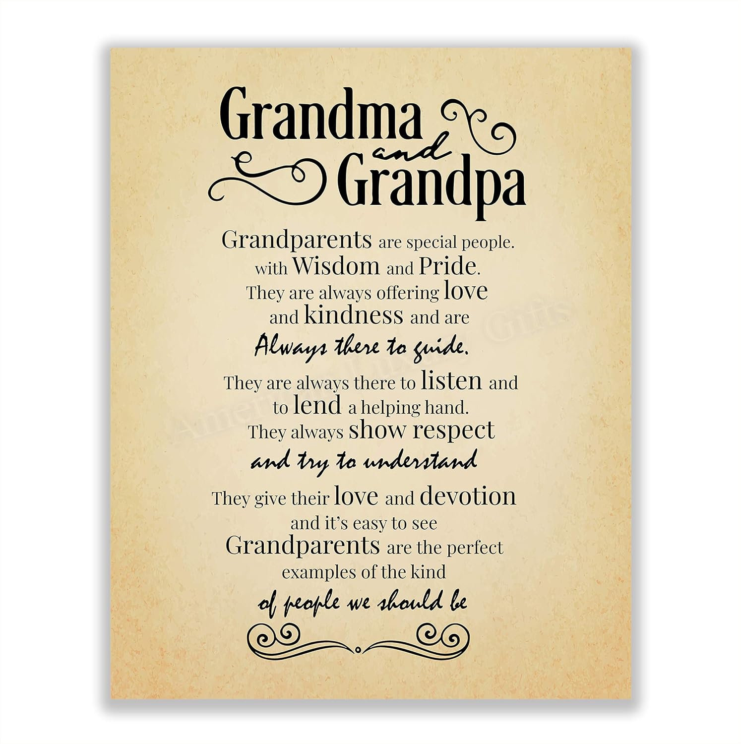 Grandma Love Message - Floral Inspirational Wall Decor, Family Motivational Wall Art Quotes Print, Ideal For Home Decor, Bedroom Decor, Kitchen Decor, or Living Room Decor For Wall, Unframed - 11x14