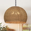 19.7 in 5-Light Rattan Dome Chandelier - TPPGpn