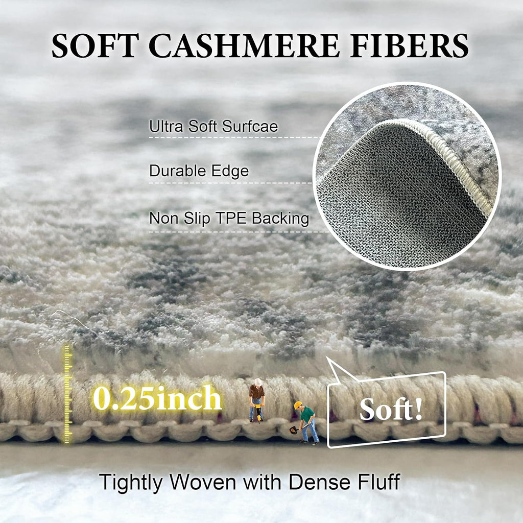 Machine Washable Rug 5'x7' Abstract Washable Area Rugs for Living Room Non Slip Rugs for Bedroom Modern Woven Rug Boho Rug Soft Carpet Kitchen Dining Rugs Home Decor Office Rug (Black)