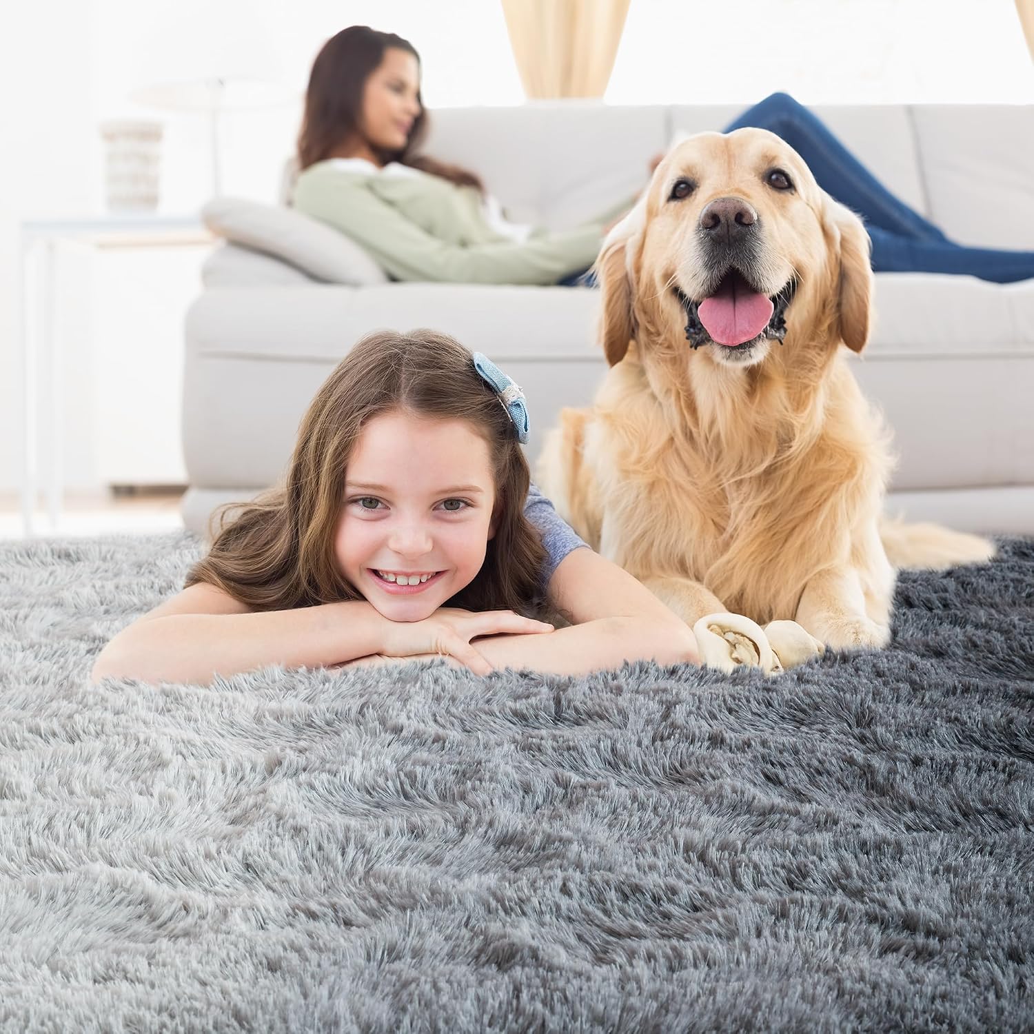 Noahas Fluffy Rainbow Rug for Girls Bedroom, Shaggy Area Rugs for Kids Playroom Kawaii Fuzzy Girls Room Decor Carpets for Nursery Baby, Cute Teenage Room Decorations, 3 x 5 Feet