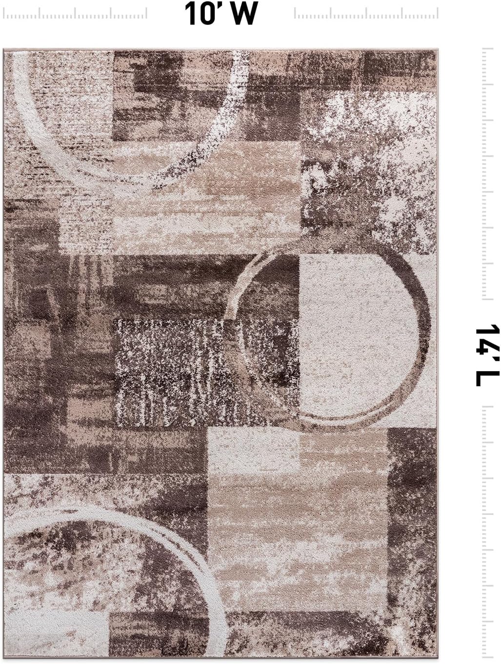 Rugshop Contemporary Abstract Circle Design Soft Area Rug 7'10" x 10'2" Gray