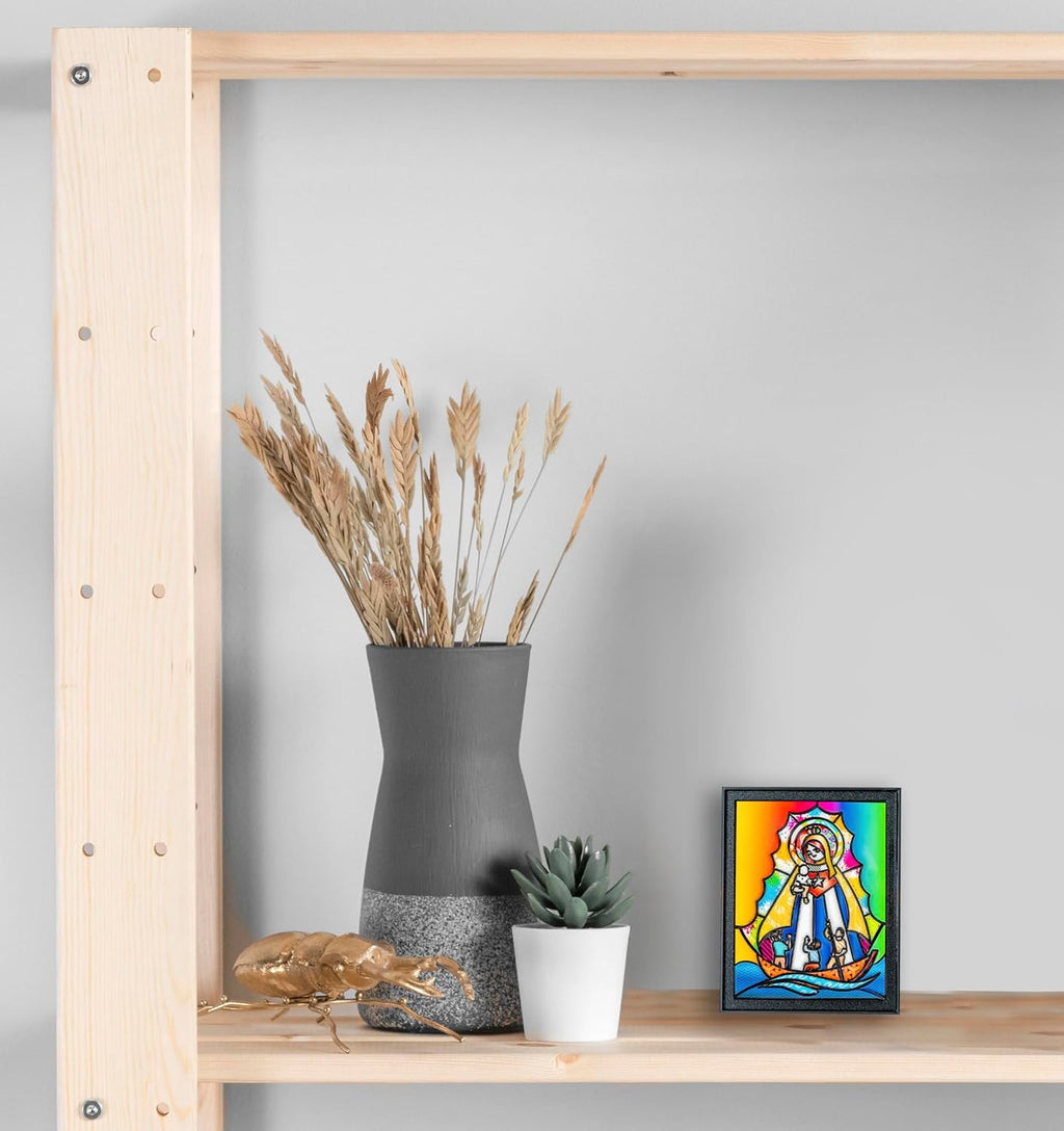 Imagen de la Virgen de la Caridad del Cobre con Marco.Framed 5x7 Artwork of Our Lady of Charity ready to decor your Living Room,Bedroom or Office.