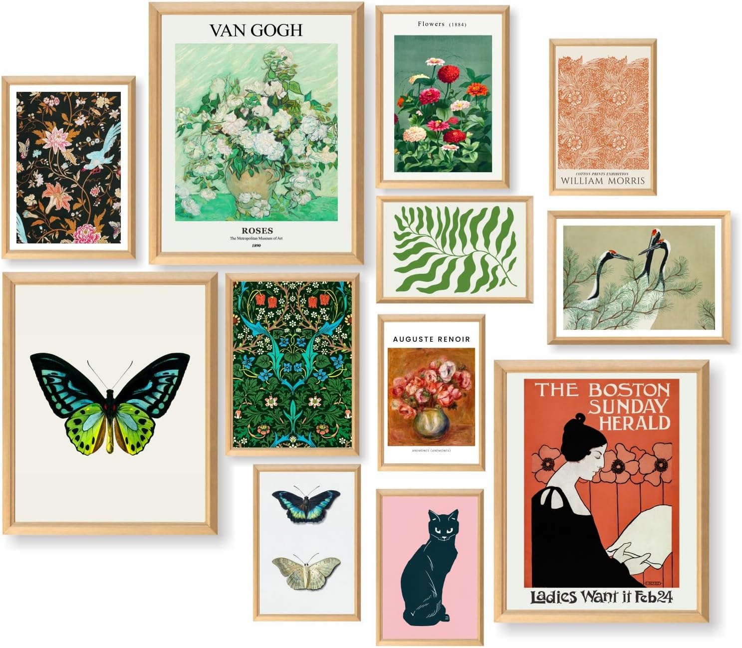 17 PCS Matisse Wall Prints for Bedroom, Sage Green Wall Art Decor, Matisse Wall Art Exhibition Posters, Wall Collage Kit Pictures for Living Room, Eclectic Boho Vintage Dorm Gallery Home Decor