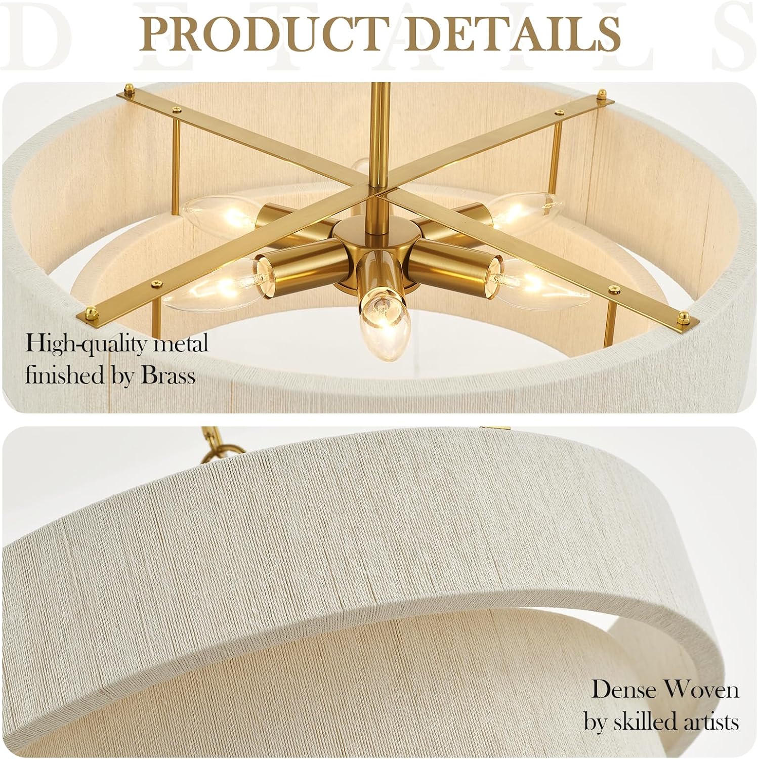 20 in Woven Rattan Boho Pendant Light – White – image 7