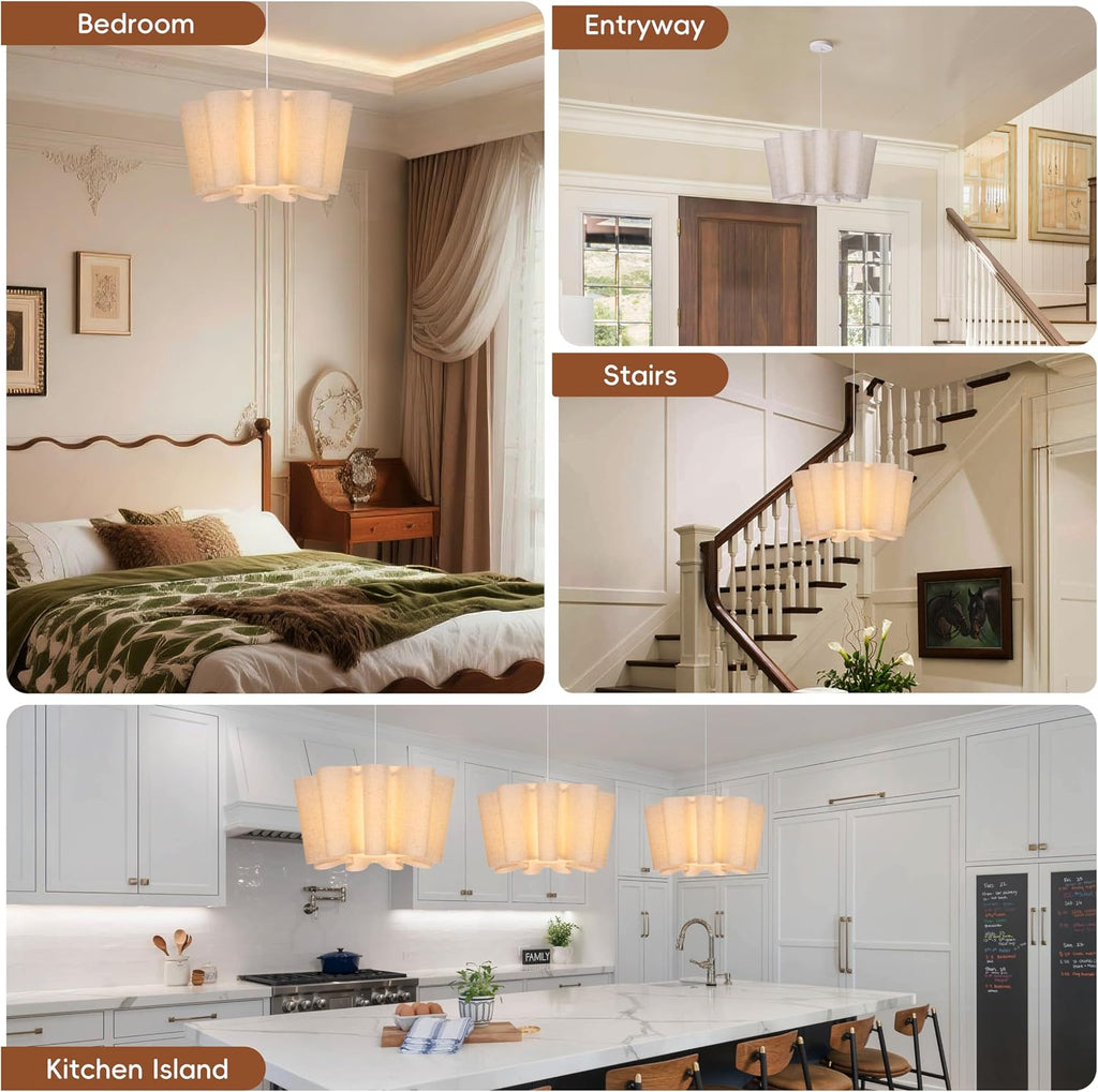 15.7 in Linen Petal Pendant Light – Beige – image 9