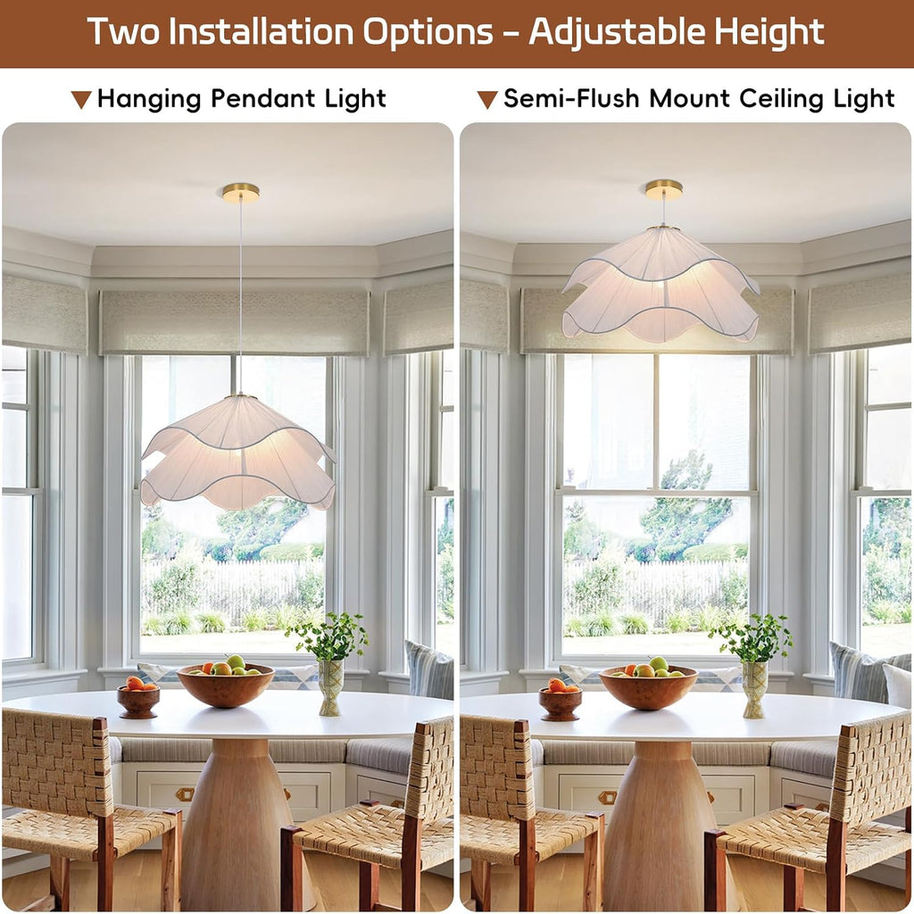 19.7 in Petal Fabric Pendant Light – White – image 5