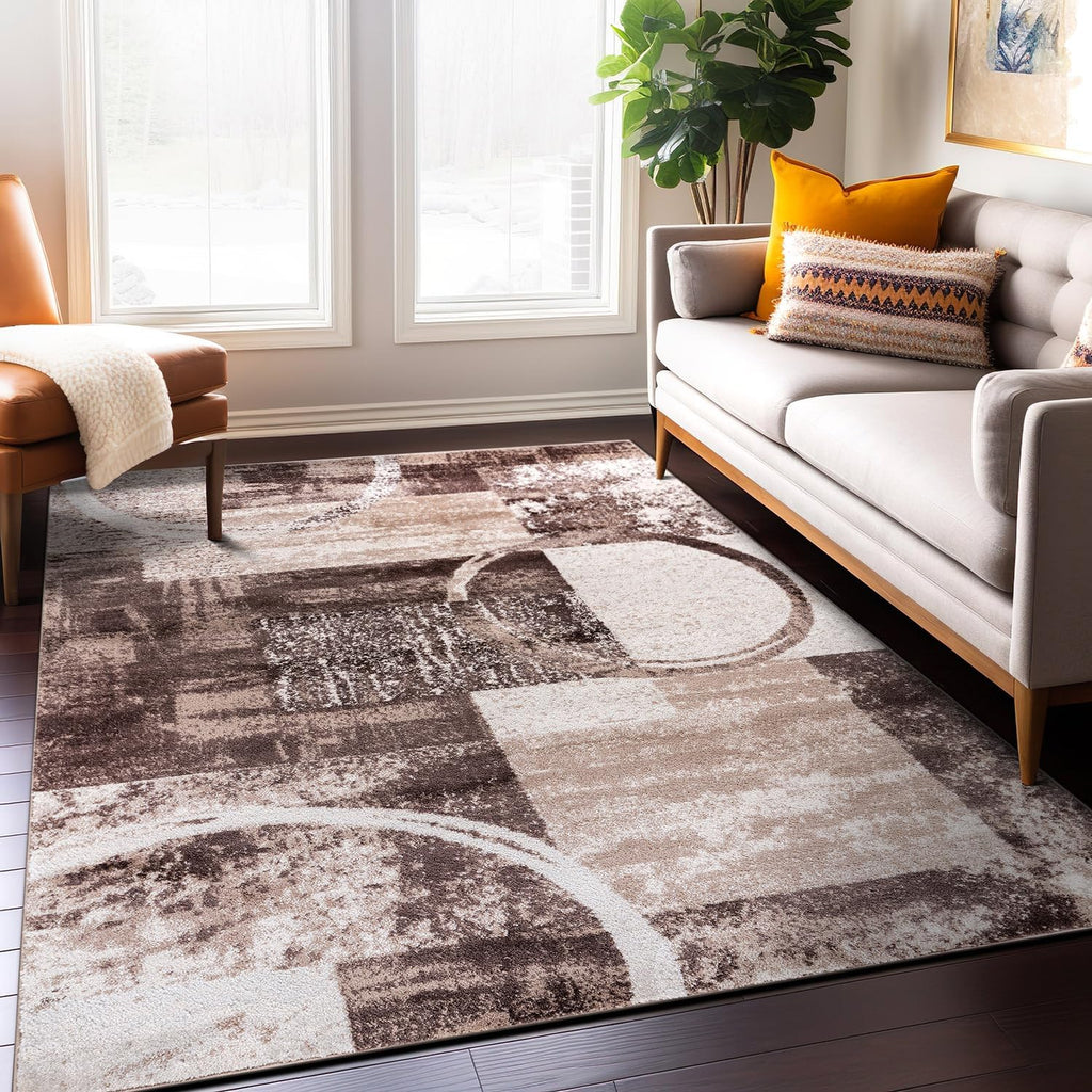 Rugshop Contemporary Abstract Circle Design Soft Area Rug 7'10" x 10'2" Gray