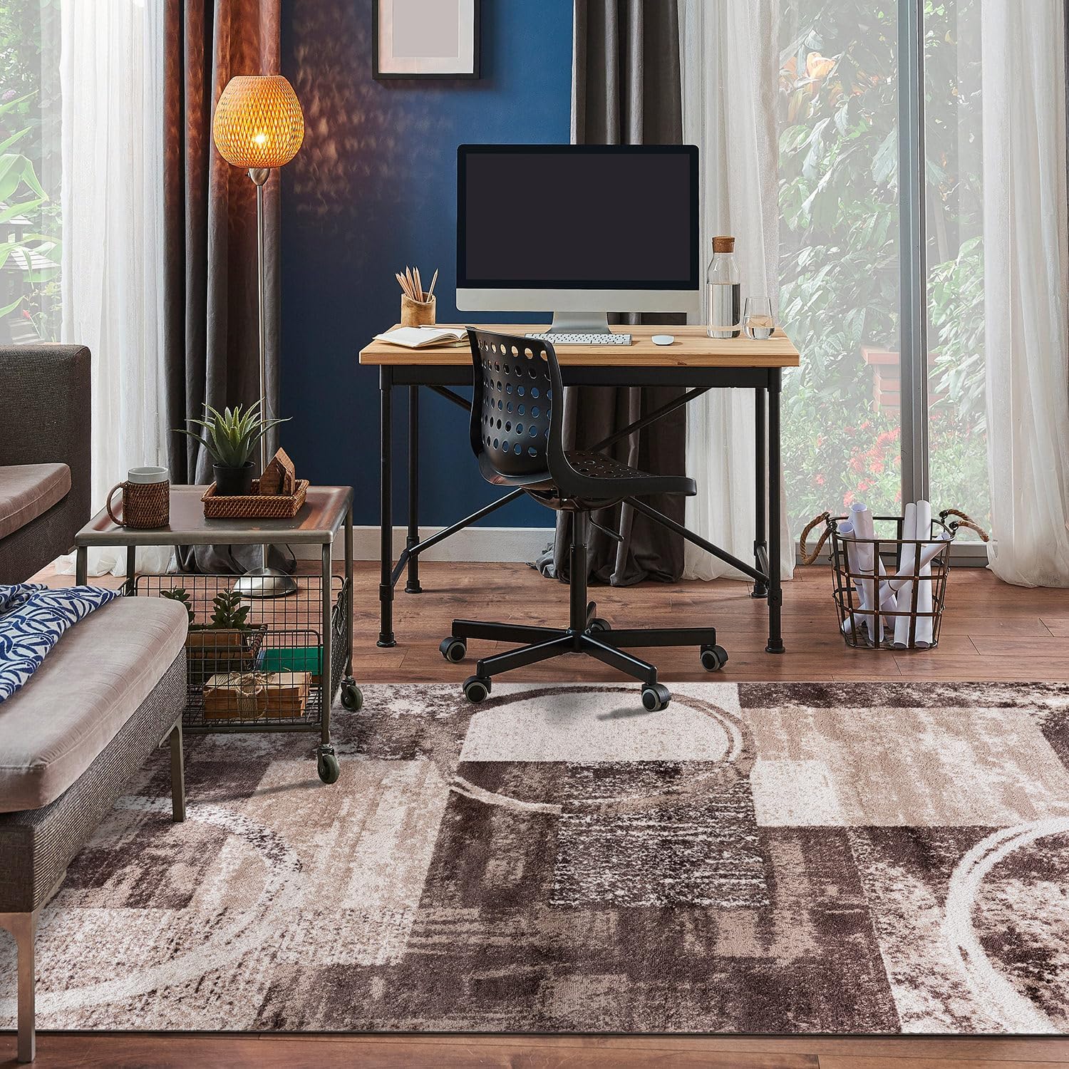 Rugshop Contemporary Abstract Circle Design Soft Area Rug 7'10" x 10'2" Gray