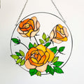 Stained Glass Yellow Roses Suncatcher, Housewarming Gift, Flower Suncatcher, Glass Home Decor, Yellow Wall Hanging Patio Decor, Mother Grandma Gift, Living Room Decor, Real Glass Sun Catcher