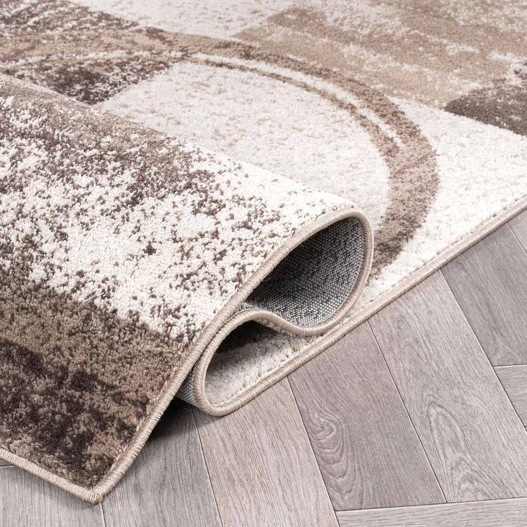 Rugshop Contemporary Abstract Circle Design Soft Area Rug 7'10" x 10'2" Gray