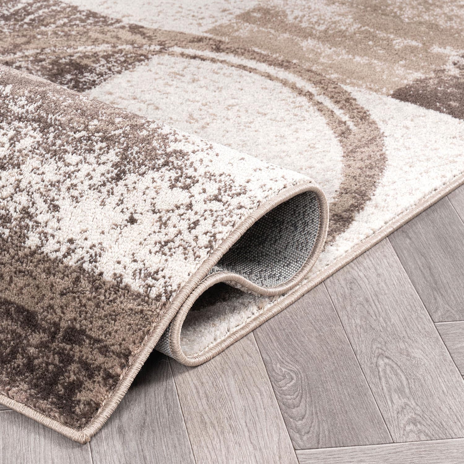 Rugshop Contemporary Abstract Circle Design Soft Area Rug 7'10" x 10'2" Gray