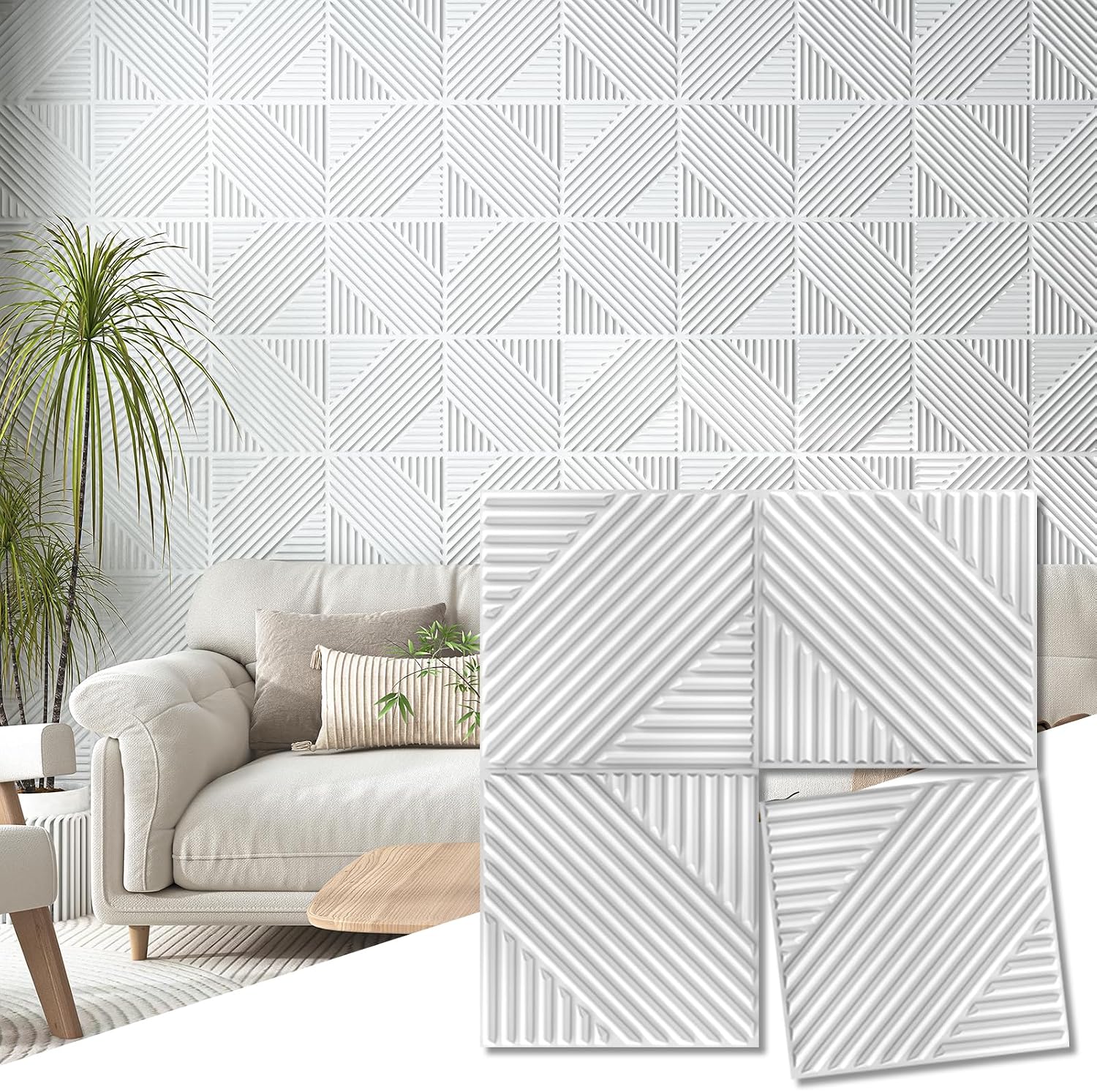 Art3d 33-Pack 3D Wall Panels for Interior Wall Decor, Textured Accent Wall Paneling for Living Room, Bedroom, TV Wall Background, 12"x12" Black