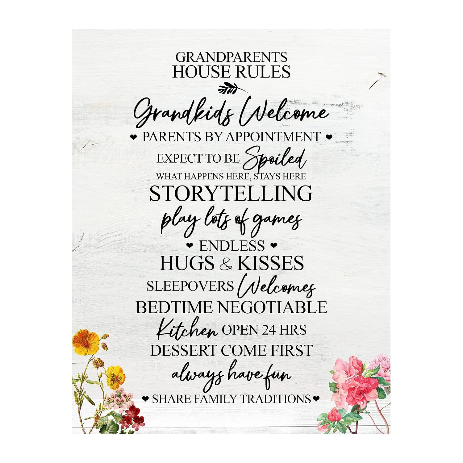 Grandma Love Message - Floral Inspirational Wall Decor, Family Motivational Wall Art Quotes Print, Ideal For Home Decor, Bedroom Decor, Kitchen Decor, or Living Room Decor For Wall, Unframed - 11x14