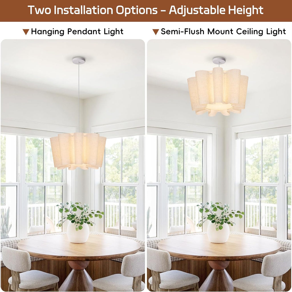 15.7 in Linen Petal Pendant Light – Beige – image 6
