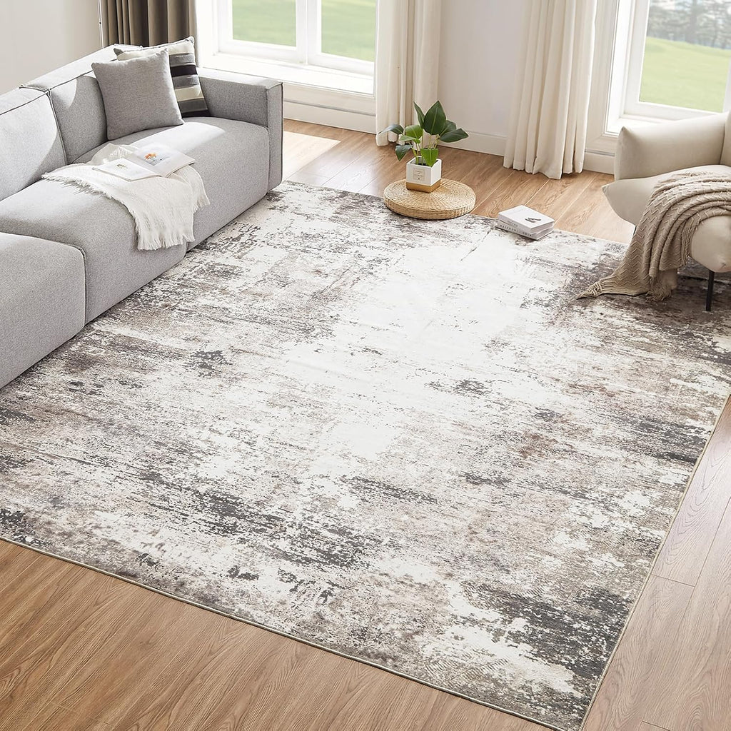 Machine Washable Rug 5'x7' Abstract Washable Area Rugs for Living Room Non Slip Rugs for Bedroom Modern Woven Rug Boho Rug Soft Carpet Kitchen Dining Rugs Home Decor Office Rug (Black)
