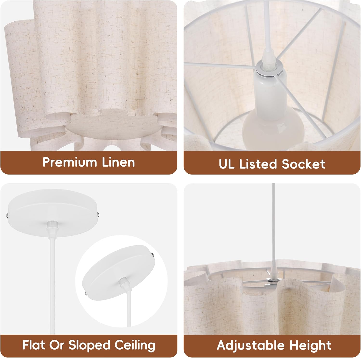 15.7 in Linen Petal Pendant Light – Beige – image 5