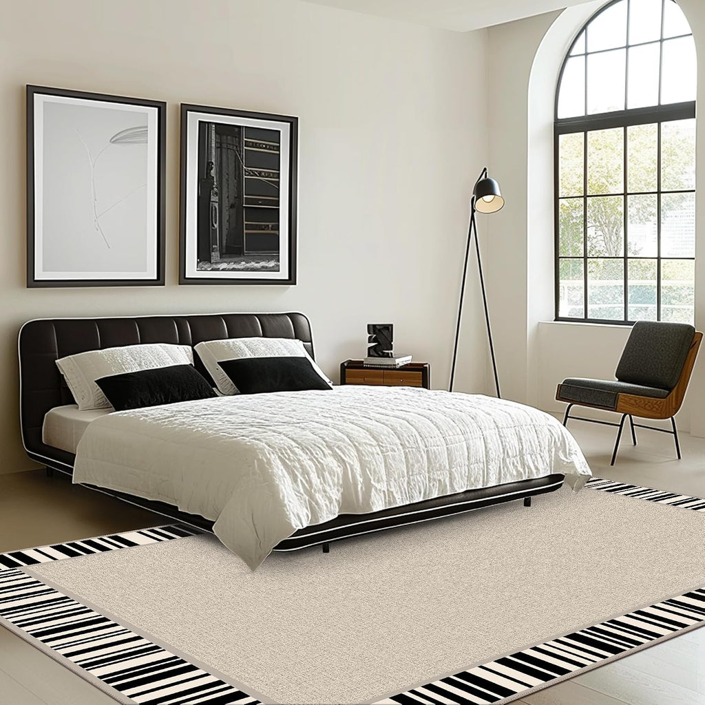 Area Rug 8x10 Machine Washable Vintage Distressed Print Ultra-Thin Chenille Bedroom Living Room Accent Rug, Low Pile Lightweight Non Slip with Gripper, Sage/Charcoal