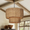 15.7 in Rattan Drum Pendant Light - TPPGpn