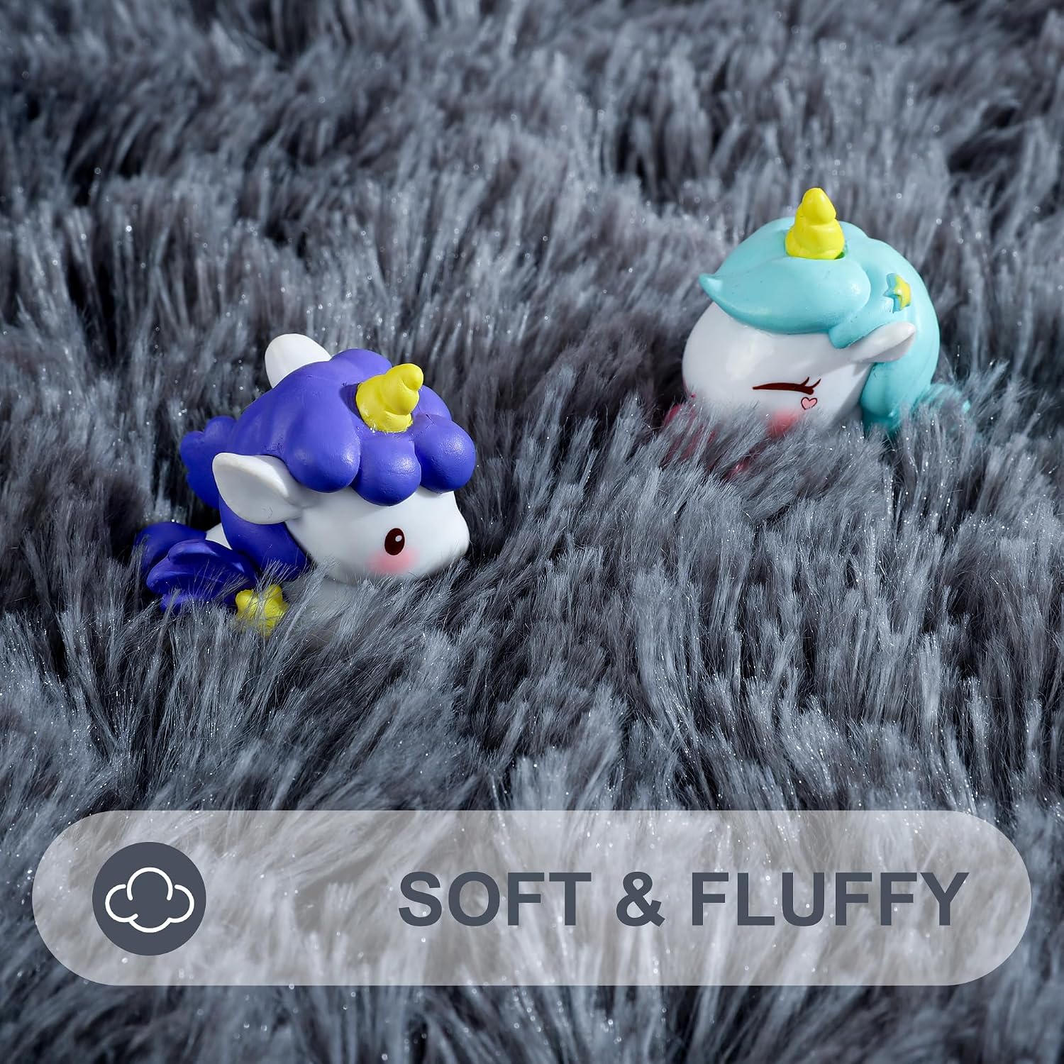 Noahas Fluffy Rainbow Rug for Girls Bedroom, Shaggy Area Rugs for Kids Playroom Kawaii Fuzzy Girls Room Decor Carpets for Nursery Baby, Cute Teenage Room Decorations, 3 x 5 Feet