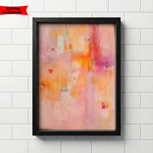 Blush Pink and Peach Abstract Canvas Wall Art, Soft Pastel Color Blocks for Bedroom or Living Room — artwork and room preview