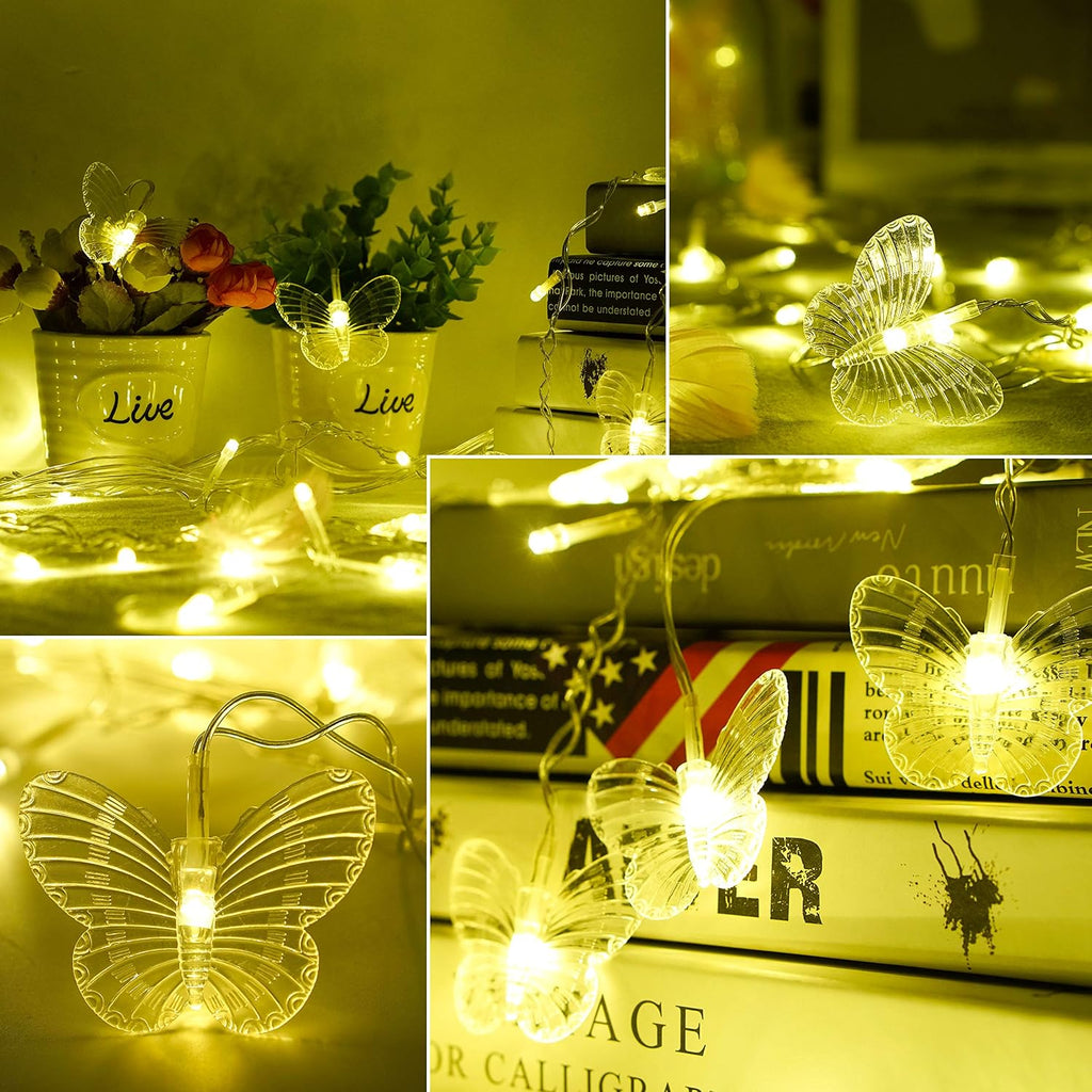 Curtain Butterfly String Light 20Ft 120LED Window USB Fairy Lights 24 Butterfly 8 Modes with Remote Control for Room Bedroom Patio Party Wedding Holiday Christmas Decoration (colorful)