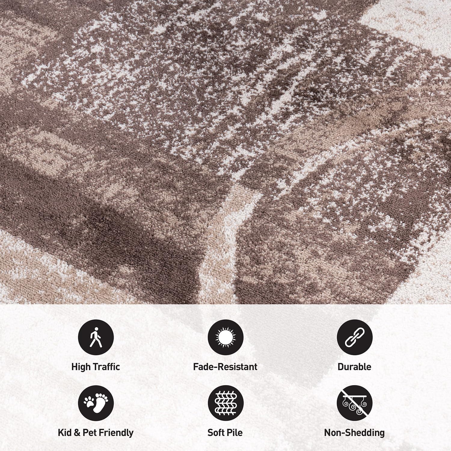 Rugshop Contemporary Abstract Circle Design Soft Area Rug 7'10" x 10'2" Gray