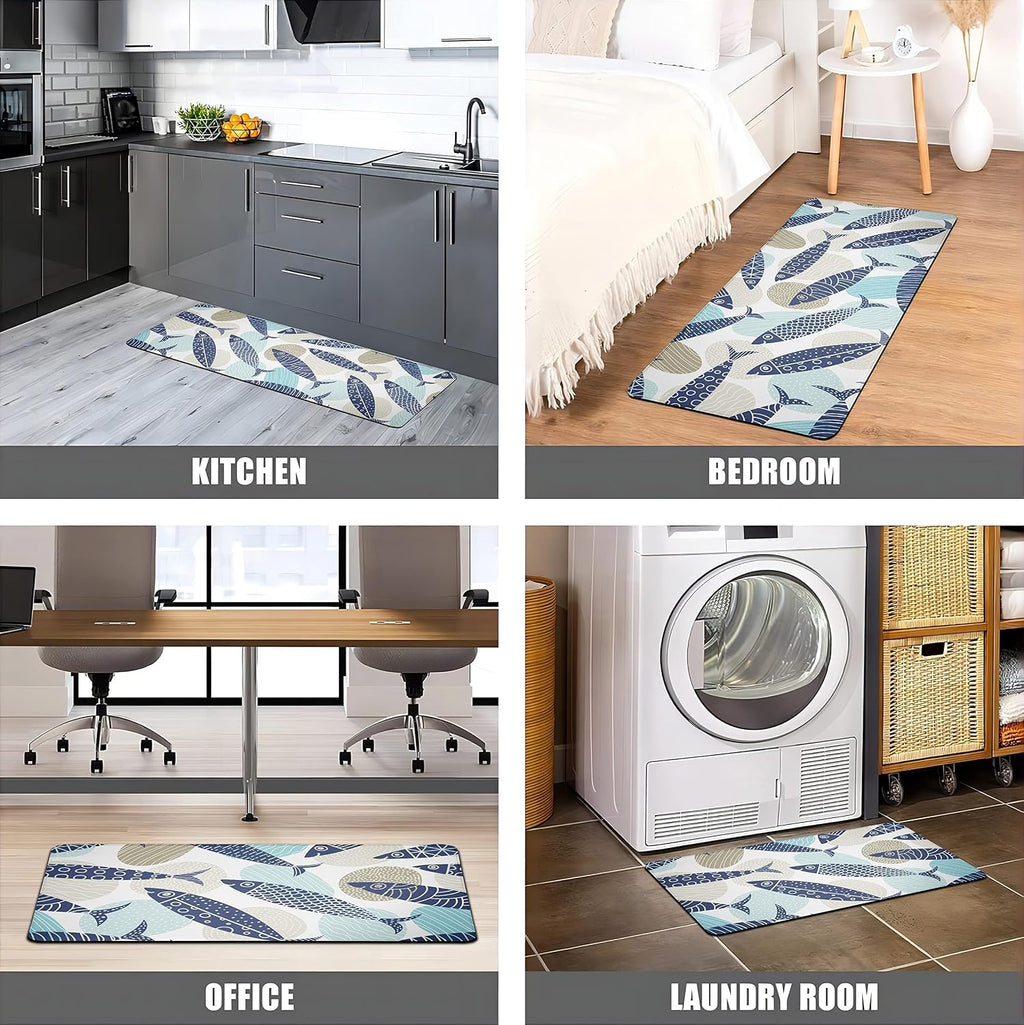 Black and White Buffalo Plaid Kitchen Rugs, Set of 2 Farmhouse Kitchen Quotes Checkered Kitchen Mats, Non-Skid Washable Anti Fatigue Comfort Standing Mats for Kitchen, Sink, 17.3x28+17.3x47 Inch