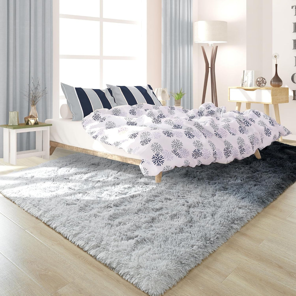 Noahas Fluffy Rainbow Rug for Girls Bedroom, Shaggy Area Rugs for Kids Playroom Kawaii Fuzzy Girls Room Decor Carpets for Nursery Baby, Cute Teenage Room Decorations, 3 x 5 Feet