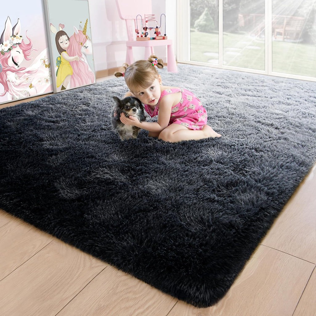 Noahas Fluffy Rainbow Rug for Girls Bedroom, Shaggy Area Rugs for Kids Playroom Kawaii Fuzzy Girls Room Decor Carpets for Nursery Baby, Cute Teenage Room Decorations, 3 x 5 Feet