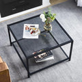 SAYGOER Glass Coffee Table, Small Modern Coffee Table Square Simple Center Tables for Living Room 26.7 x 26.7 x 15.7 Inches, Gray Black