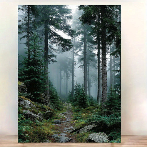 Misty Forest Trail Canvas Wall Art — artwork room preview