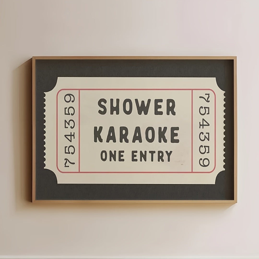 Shower Karaoke Ticket Canvas Wall Art — artwork room preview